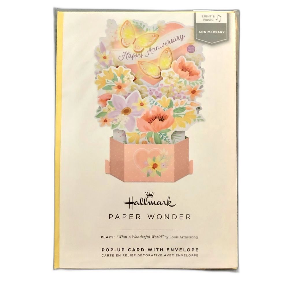 Hallmark Flowers & Butterfly Bouquet Anniversary Pop Up Card Papercraft NWT